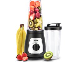 Smoothie Maker Pro - Blender To Go - Twee Drinkbekers - 3 Standen - Zwart - COOK-IT Smoothie Maker Pro - Blender To Go - Twee Drinkbekers - 3 Standen - Zwart - COOK-IT