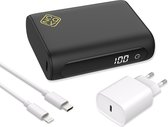 Bol.com Cazy Powerbank 10000 mah bundel - USB-C PD Powerbank 10.000mAh Zwart + Power Delivery USB-C Oplader 20W + USB-C naar Lig... aanbieding