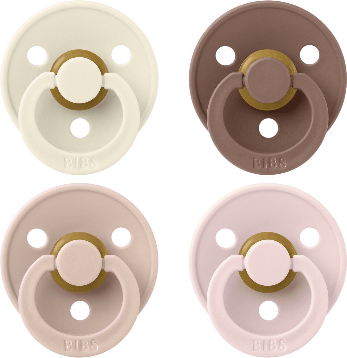 Goedkoopste Bibs Ivory/Blush/Woodchuck/Blossom 6-18 mnd 4 stuks Fopspeen 120459