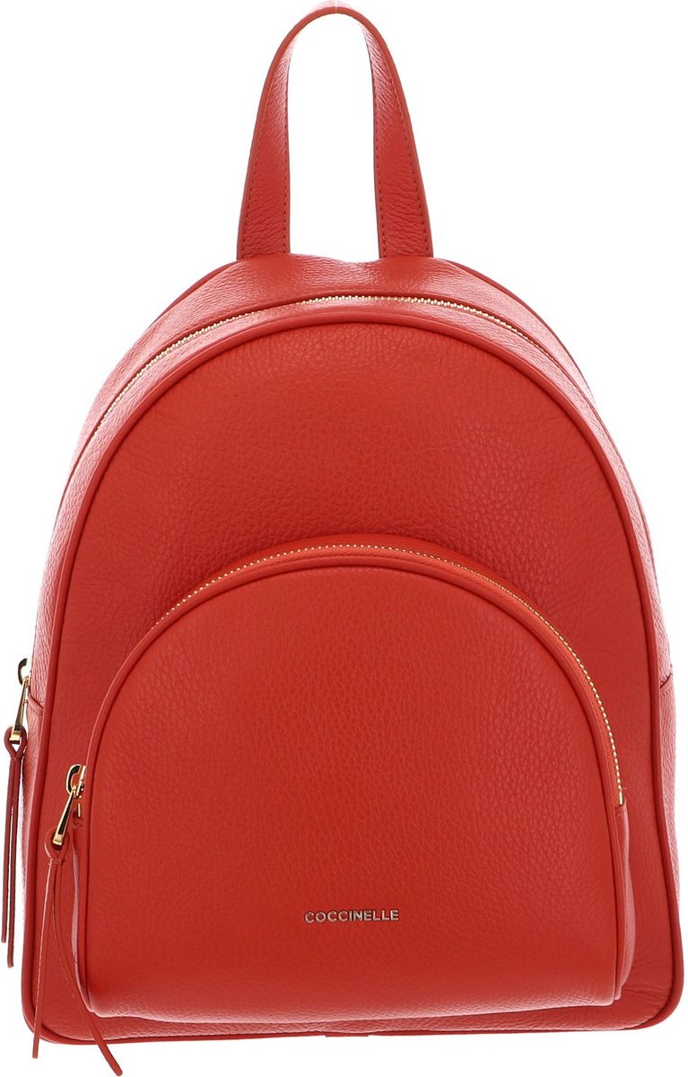 COCCINELLE Leren Vrije tijd rugzak Rugzak Coccinelle Gleen Handback Grained Leather Tangerine Oranje