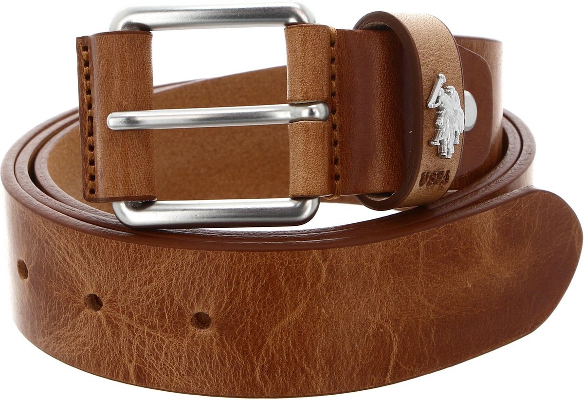 U.S. POLO ASSN. Riem Hitchcock Leather Belt W95 Beige Lichtbruin