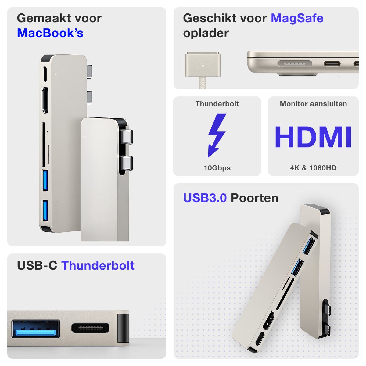 iMounts MacBook Air usb-c hub - HDMI - Starlight / Sterrenlicht thumbnail 2
