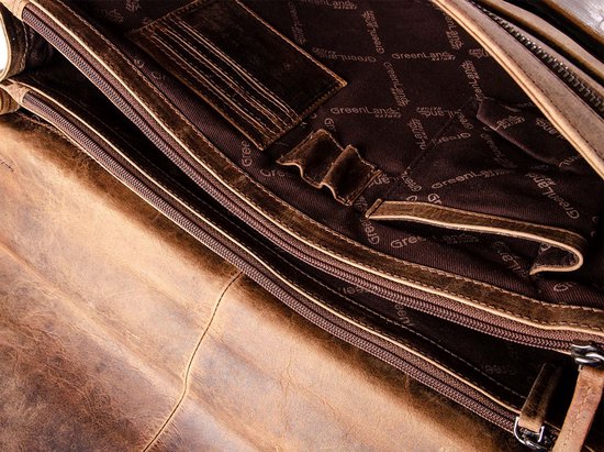 GreenLand Nature Cuir Mallette Sac à épaule Montana Briefcase Brown Brun