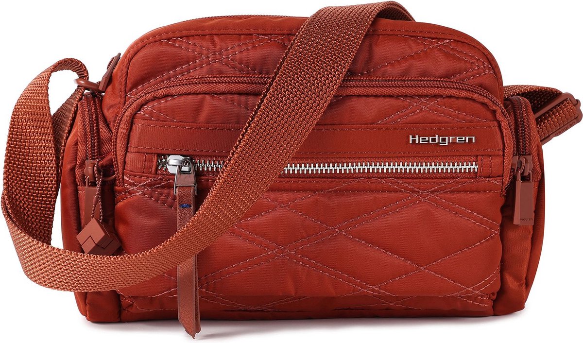 Hedgren Schoudertas Emily Multipockets Crossover RFID New Quilt Brandy Brown Donkerrood