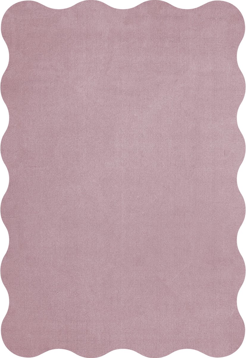Layered Scallop Pink Lavender Vloerkleed - 160 x 230 cm - Roze - Rechthoekig - Wol - Eetkamer, Woonkamer, Slaapkamer - Effen - Modern