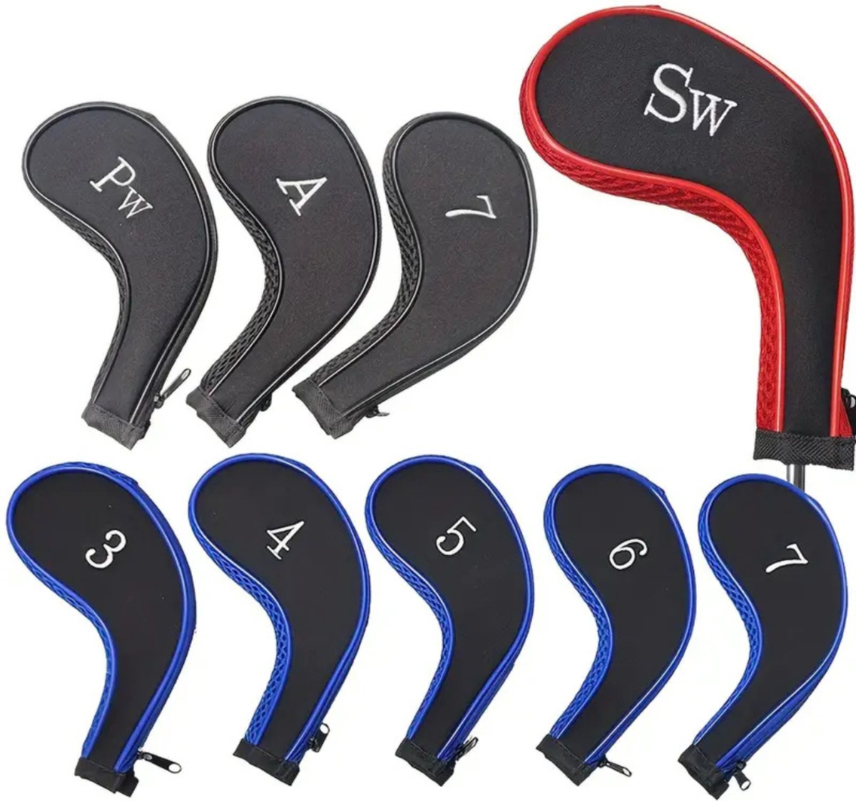 Bovista Golfclub Headcover - Covers - Beschermers - Golfset - Zwart - 10 Stuks