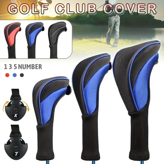 Bovista Golfclub Headcover - Covers - Beschermers - Golfset - Zwart - 3 Stuks van Merkloos — afbeelding 5