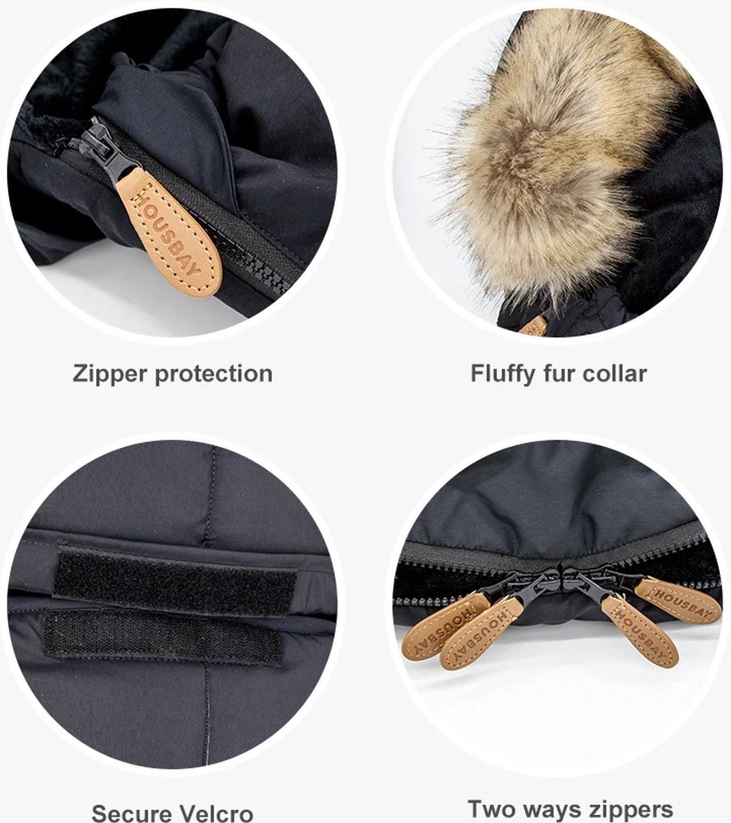 Voetenzak - Universeel - Voetenzak voor Kinderwagen/Buggy - 0-24 Maanden - Zwart - Warm en Windproof - 4 Openingen - 2 Ritsen - Zwart - Flanel - Warm en Wasbaar – foto 8