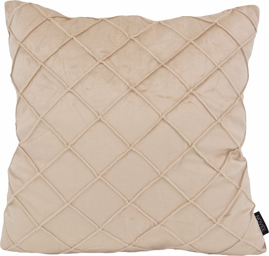 Velvet Cross Beige Kussenhoes | Fluweel/Polyester | 45 x 45 cm