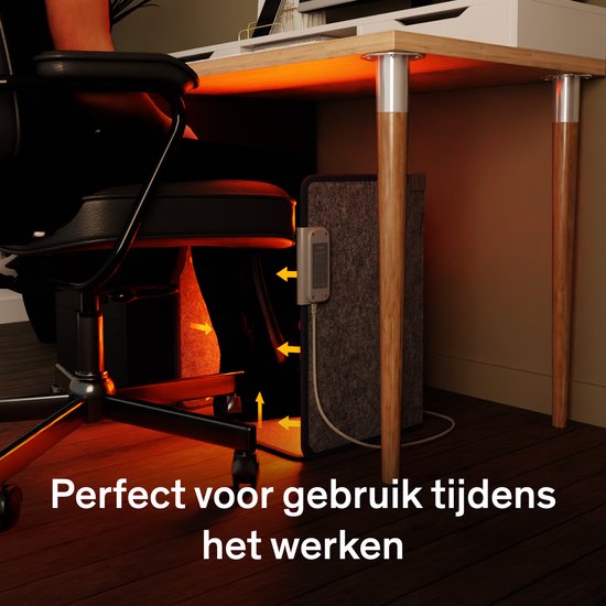 Chauffage infrarouge Sinji - Chauffage de bureau - Chauffage des pieds - Incl. Couverture - Pliable et facilement déplaçable - 230 Watt - Grijs