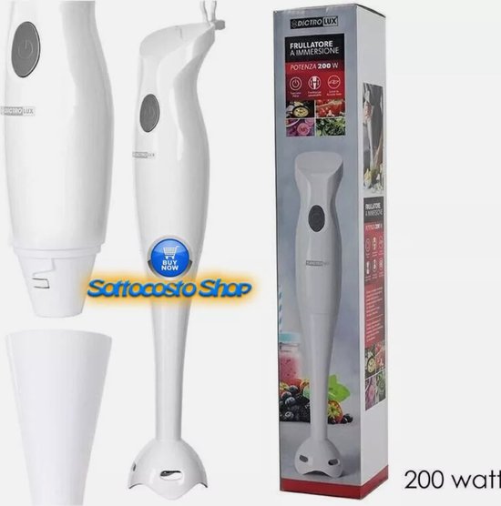 Mixeur Plongeant Frappè 250W - Blanc/noir - Couteau Inox, Poignée Ergonomique - Câble 1 M