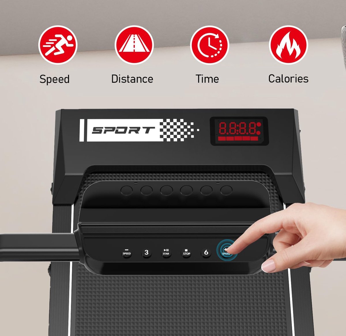 Afbeelding 2 van LIKESPORTING LS8 loopband inklapbaar- met 6% helling- Elektrische loopband met helling- inklapbaar met helling- ruimtebesparend 1400W