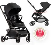Hamilton by Yoop T1 Buggy – 360° Draaibare Stoel – MagicFold™ Technologie – Inklapbaar – Reflecterende Wielen mét Vering – Inclusief bekerhouder – Verstelbare en Wendbare Kinderwagen – Lichtgewicht Wandelwagen – Plooibuggy – Zwart