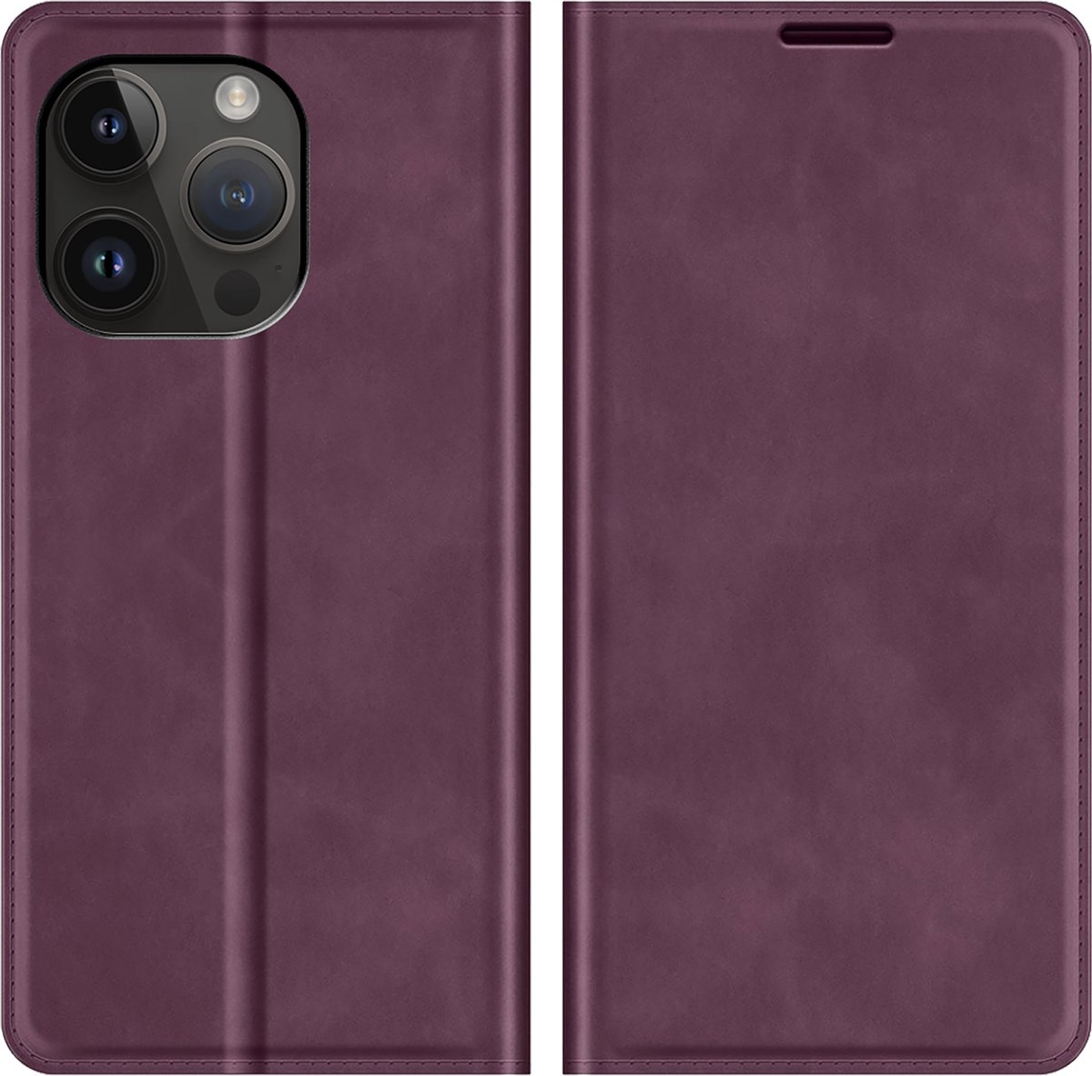Cazy hoesje geschikt voor iPhone 14 Pro - Hoesje met Pasjeshouder - Luxe Book Case - Paars