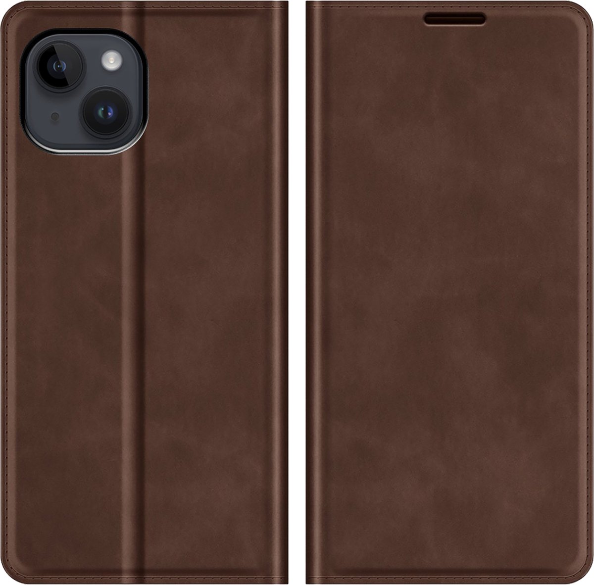 Cazy hoesje geschikt voor iPhone 14 Plus - Hoesje met Pasjeshouder - Luxe Book Case - Bruin