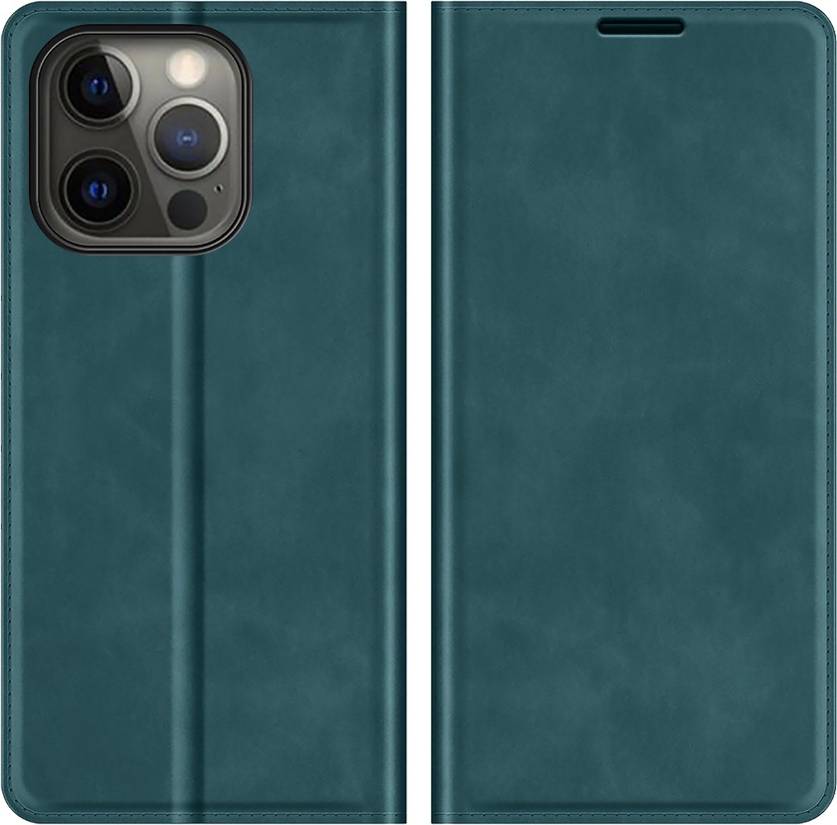 Cazy hoesje geschikt voor iPhone 13 Pro - Hoesje met Pasjeshouder - Luxe Book Case - Groen
