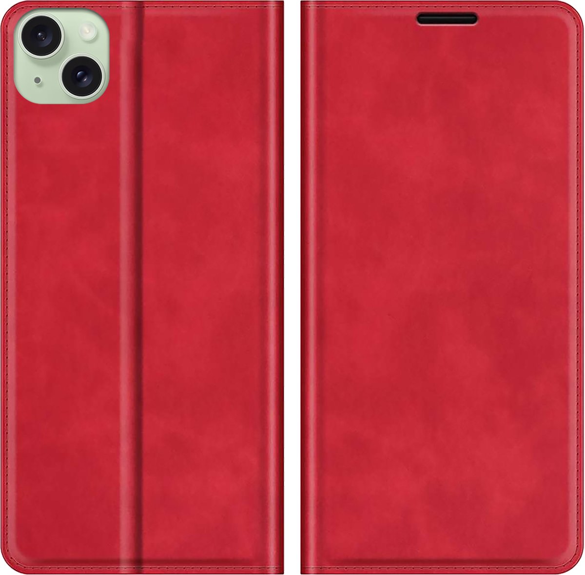Cazy hoesje geschikt voor iPhone 15 Plus - Hoesje met Pasjeshouder - Luxe Book Case - Rood
