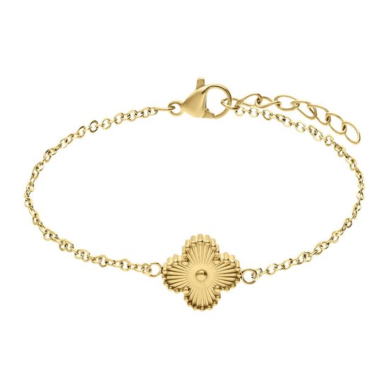 Aurélia Bracelet doré Goud - petite fleur minimaliste 1 pièce trèfle à quatre feuilles 9 mm - acier inoxydable