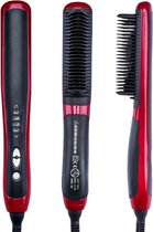 Brosse de coiffage - Peigne en fer à lisser - Lisseur - Peigne de coiffage - 200 degrés - 3 en 1 - Rouge