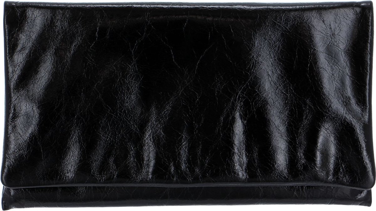 abro Leren Koppeling Avondtas Leather Athene Clutch Bag Black / Nickel Zwart