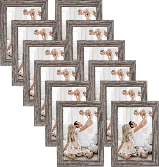 Rustieke fotolijst 20x25 cm set van 2, wand- en tafelfotolijst, bruin