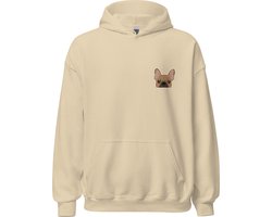 Hoodie Sweater | Franse bulldog | Frenchy | French | Schattig | honden - Maat XXL - Trui - Kleding - Beige - Unisex - Katoen - Polyester - Capuchon - Lange mouw - Steekzakken