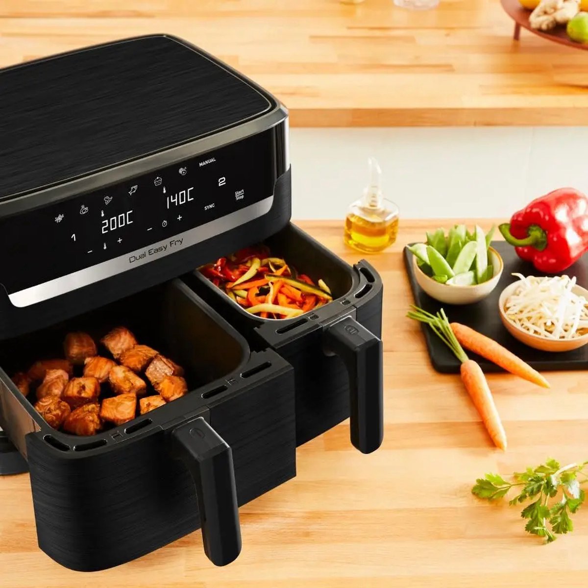 Afbeelding 3 van Tefal EY901N10 Dual Easy Fry Essential - Airfryer - 2700W - 8,3L - Zwart