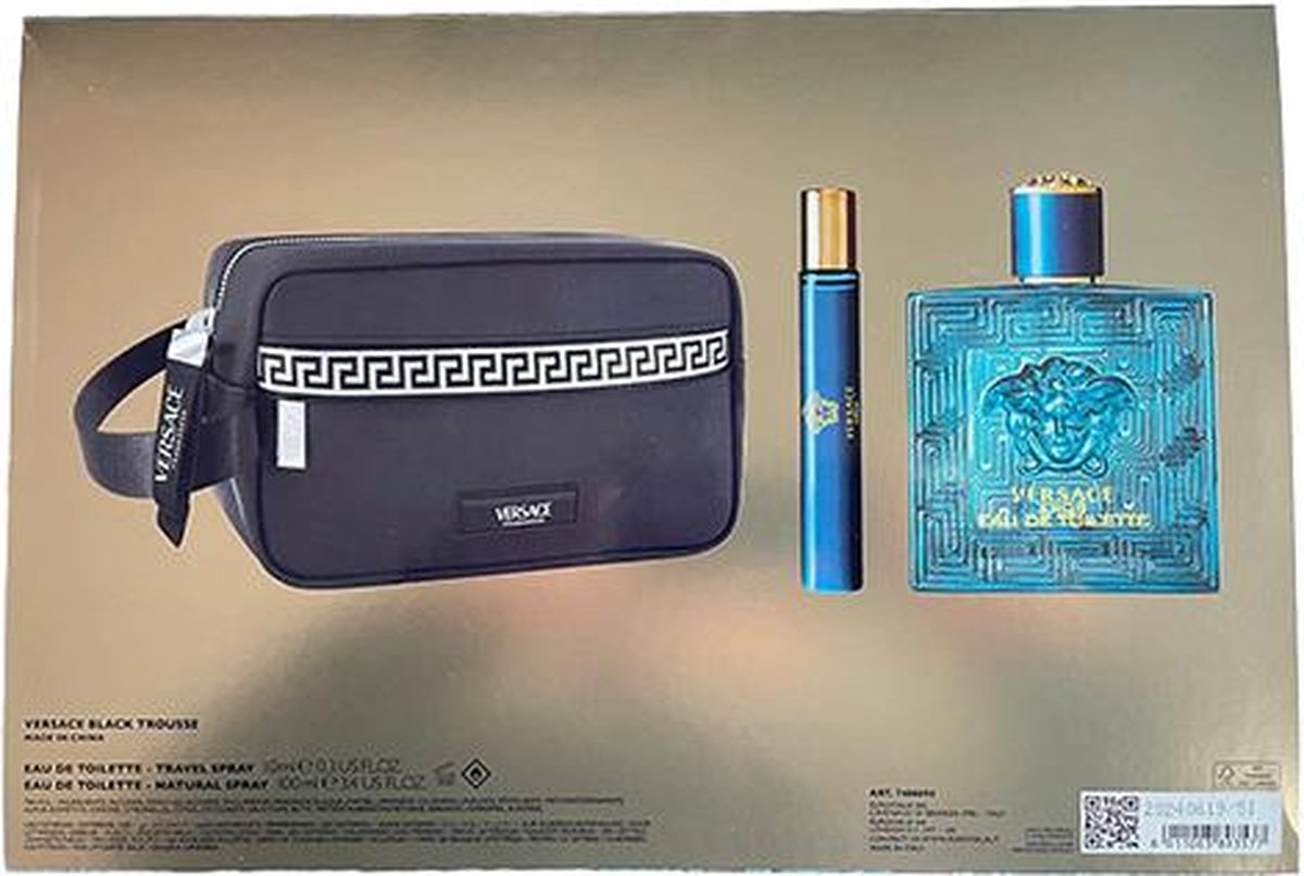 Goedkoopste Versace Eros Homme Gift Set EDT 100ML EDT 10ML Black Trousse
