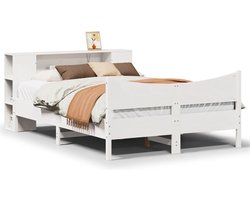 vidaXL - Bedframe - zonder - matras - massief - grenenhout - wit - 160x200 - cm