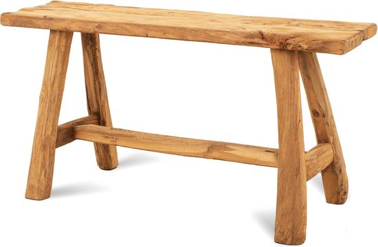 Teakhouten Bankje 100 cm Houten Bankje – Industrieel Bankje – Halbankje – Venterbank Decoratie – Halbankje Hal – Bankje Hout – Houten Bankje Decoratie – Entree Meubilair – Houten Bankje 100cm breed