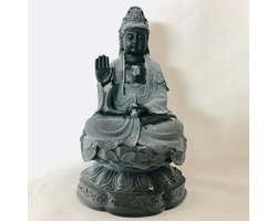 Kwan Yin beeld 11cm  Zittend op een lotus.Kwan Yin, ook wel Quan Yin Guanyin of Kannon boeddha