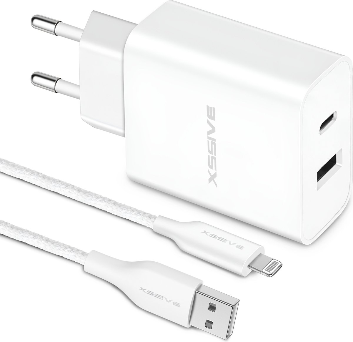 USB C Adapter 2 Poorten met geschikt voor USB naar Lightning Kabel 1 Meter