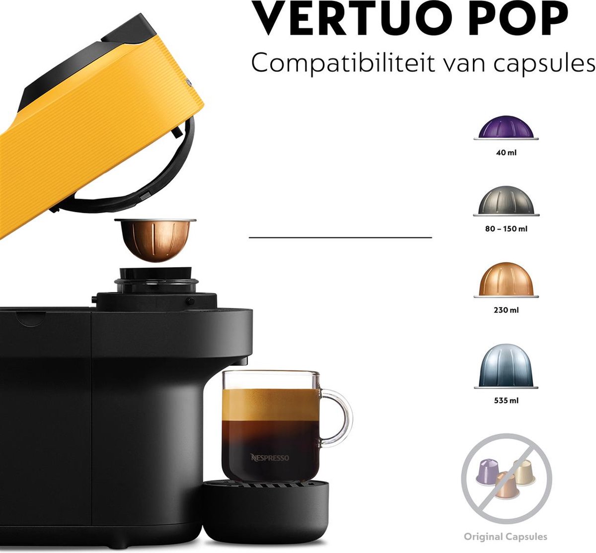 De'Longhi Nespresso Vertuo Pop ENV90.Y - Koffiecupmachine - Geel thumbnail 4