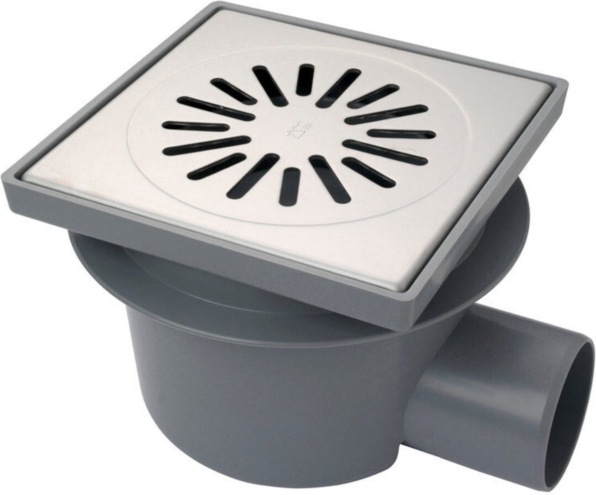 Afvoer pvc manchet - kunststof vloerput - RVS deksel