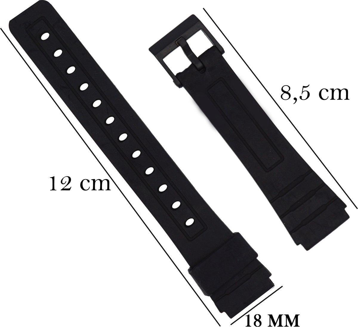 Casio Horlogeband Met gladde Oppervlak - 18mm Aanzetmaat - Zwart - Sarzor