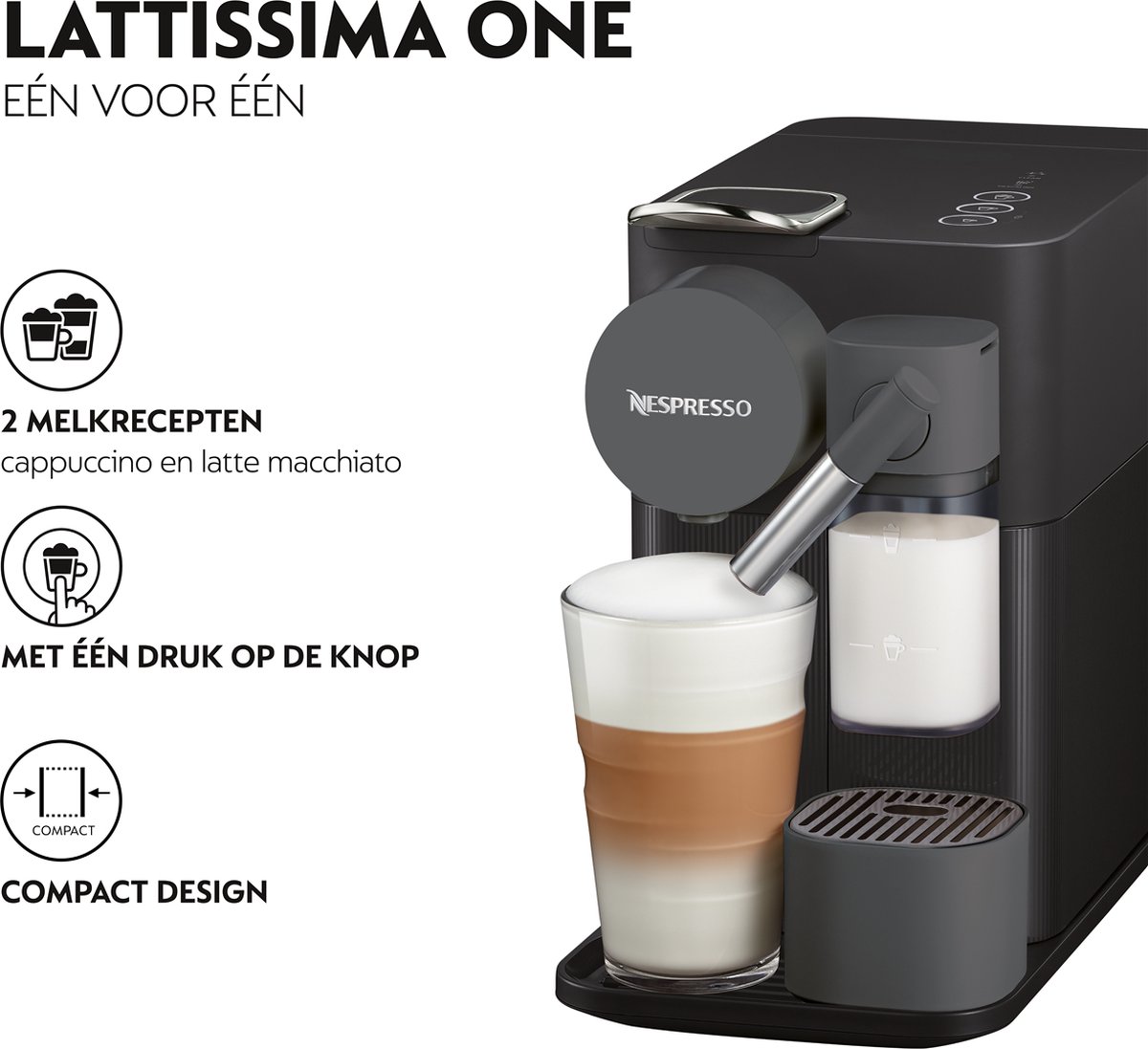De'Longhi Nespresso Lattissima One EN510.B - Koffiecupmachine - Zwart thumbnail 4