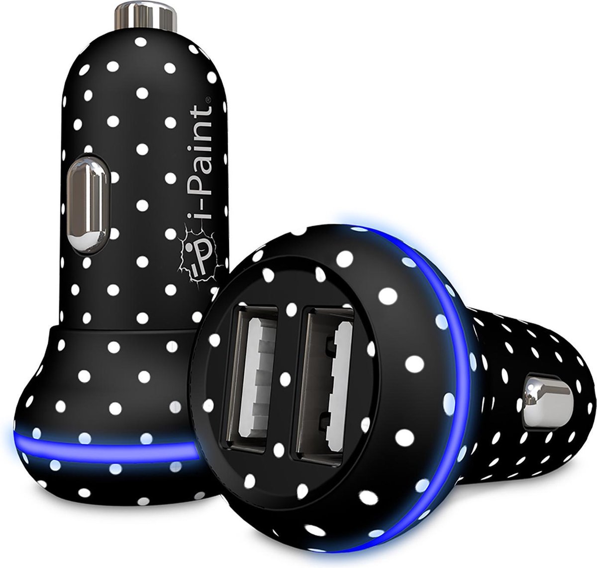 i-Paint fast carcharger Pois 3.1A met 2 usb poorten - zwart