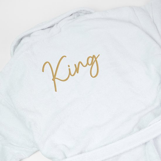 Badjas - HOGE KWALITEIT - KING - badjas man - badjas heren - badstof - 100% katoen - huwelijk - trouw - cadeau - kado - vaderdag - verjaardag - pensioen - papa - Kerst - maat L/XL