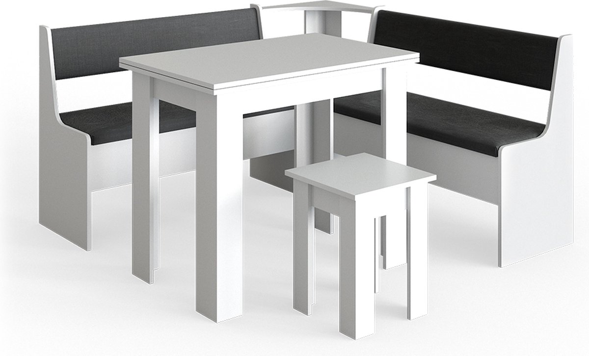 Vicco Roman Hoekbank set – 150 x 150 cm met tafel Wit