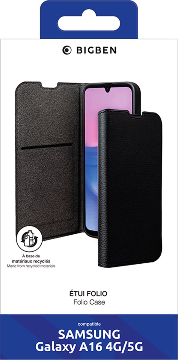 Bigben Connected, Hoesje Geschikt voor Samsung Galaxy A16 4G / 5G Foliotas met standaardfunctie, Zwart