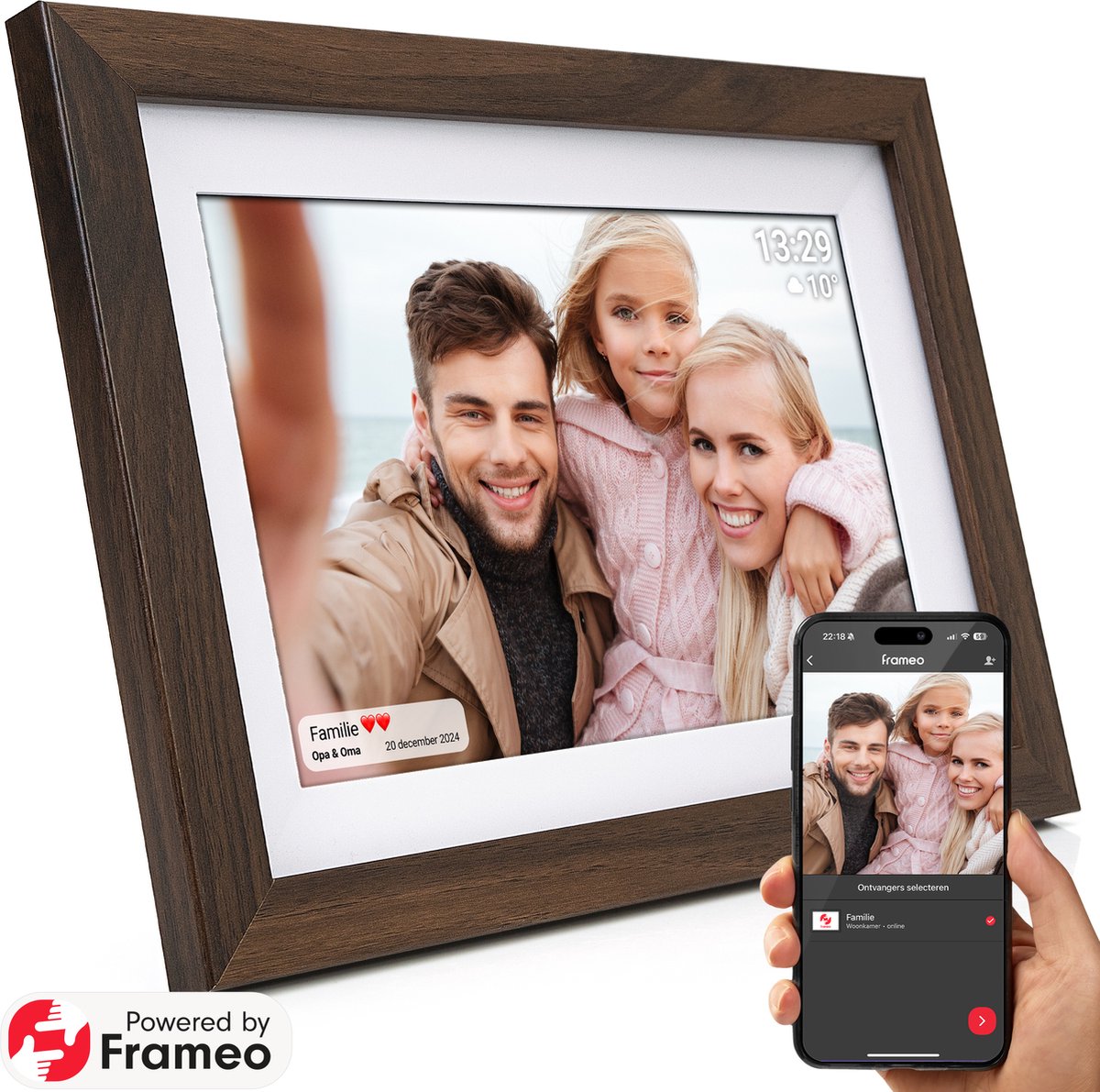 Kantman Digitale fotolijst I Noten Bruin - Walnut I 32GB I - Kantman - €79,89