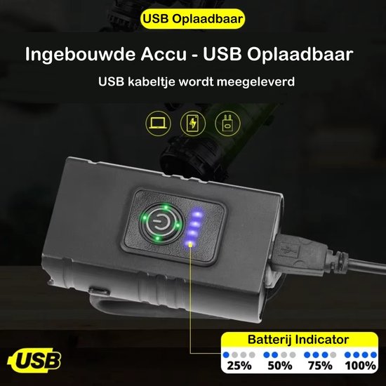 Luxyana® Premium Fietslamp XL - Extra Sterk Voorlicht - USB Oplaadbaar Fietslicht — afbeelding 3