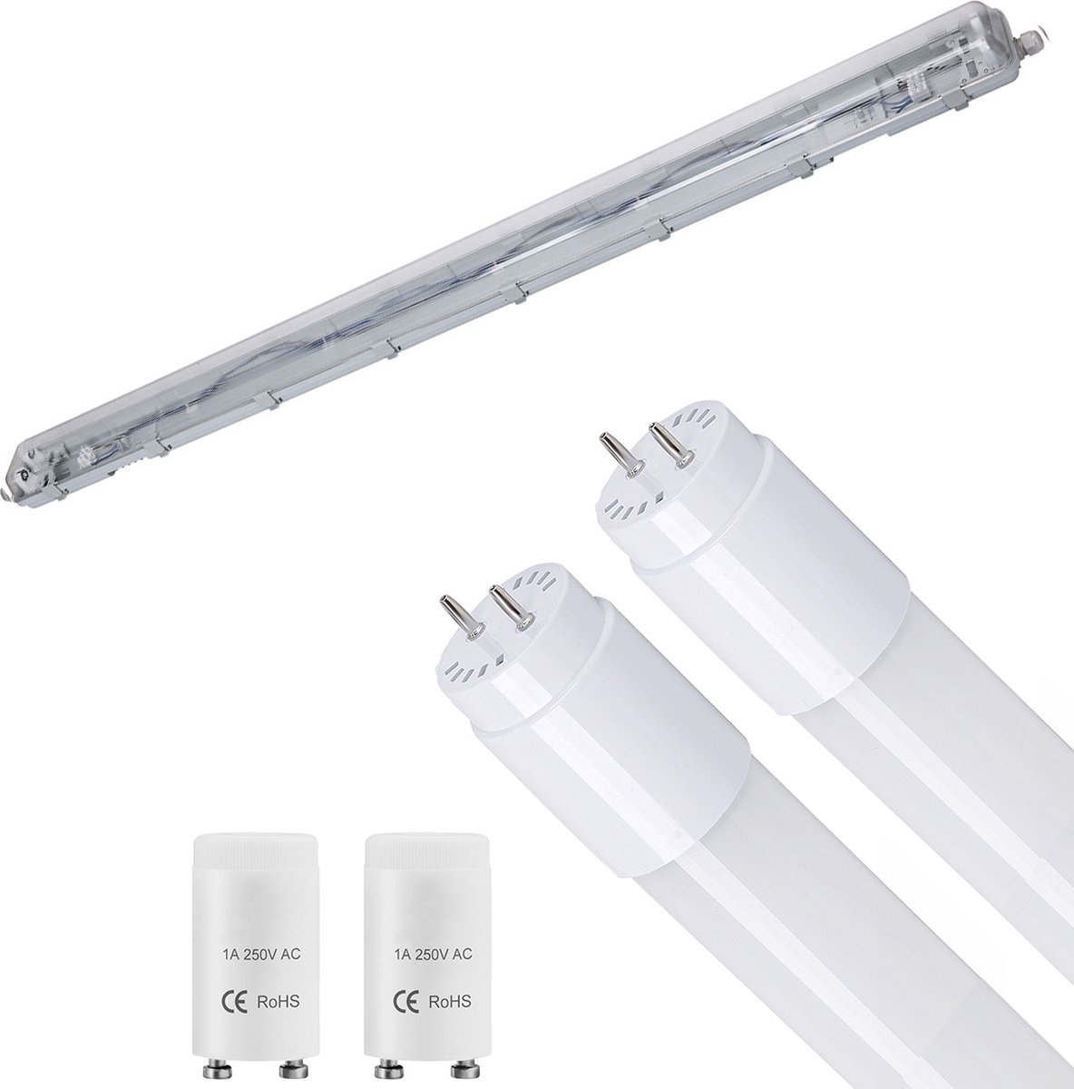 Velvalux LED Waterdichte TL Armatuur met T8 G13 Buizen - Velvalux Strela - 150cm - Dubbel - Koppelbaar - Waterdicht IP65 - 40W 4800lm - 840 Natuurlijk Wit 4000K | Vervangt 294W