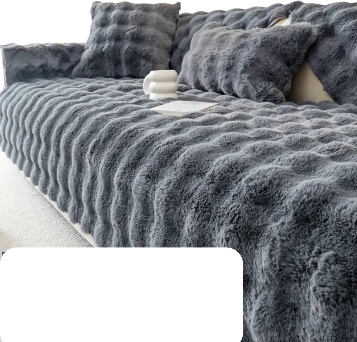 Livano Bankhoes - Bankbeschermer - Stretch - Sofa Cover - Pluche - Donkergrijs - Rugleuning 70x70