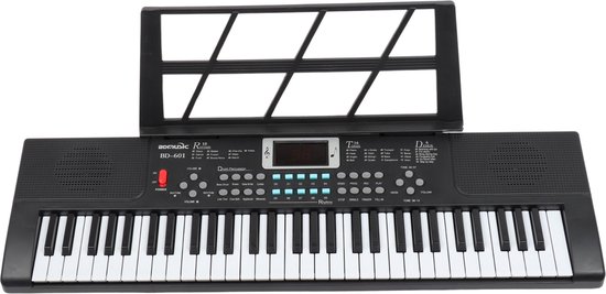 Kindvriendelijk Keyboard – 61 Toetsen, 32 Geluidsopties, Microfoon, 67,5 cm Breed - Stroom- en Batterijfunctie – Muziek Instrument - Eenvoudig in Gebruik – Ideaal Cadeau voor Kinderen!