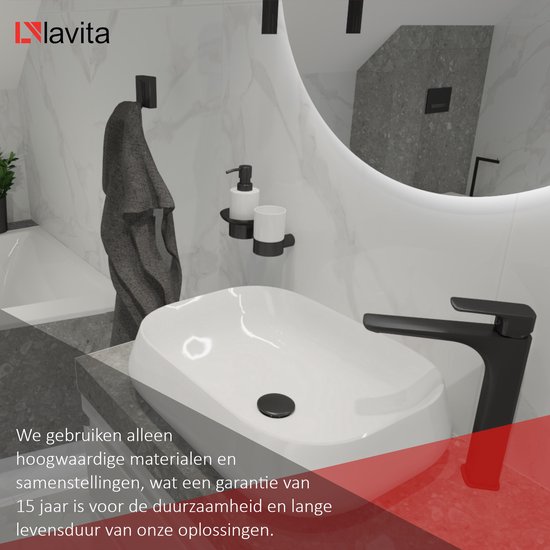 LAVITA® Lavabo à poser PASTEL Lavabo rectangulaire en céramique pour salle de bain et toilettes invités - 525x385x150 mm - Wit brillant - Lavabo à bord fin - Lavabo en céramique à poser sans trou pour robinetterie et sans trop-plein