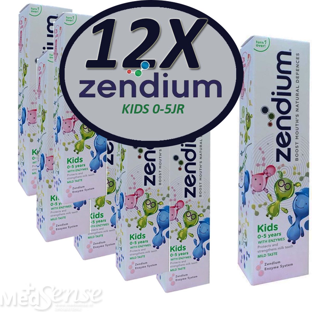 Goedkoopste Zendium Kids Tandpasta - 0-5 jaar - 12 x 75 ml