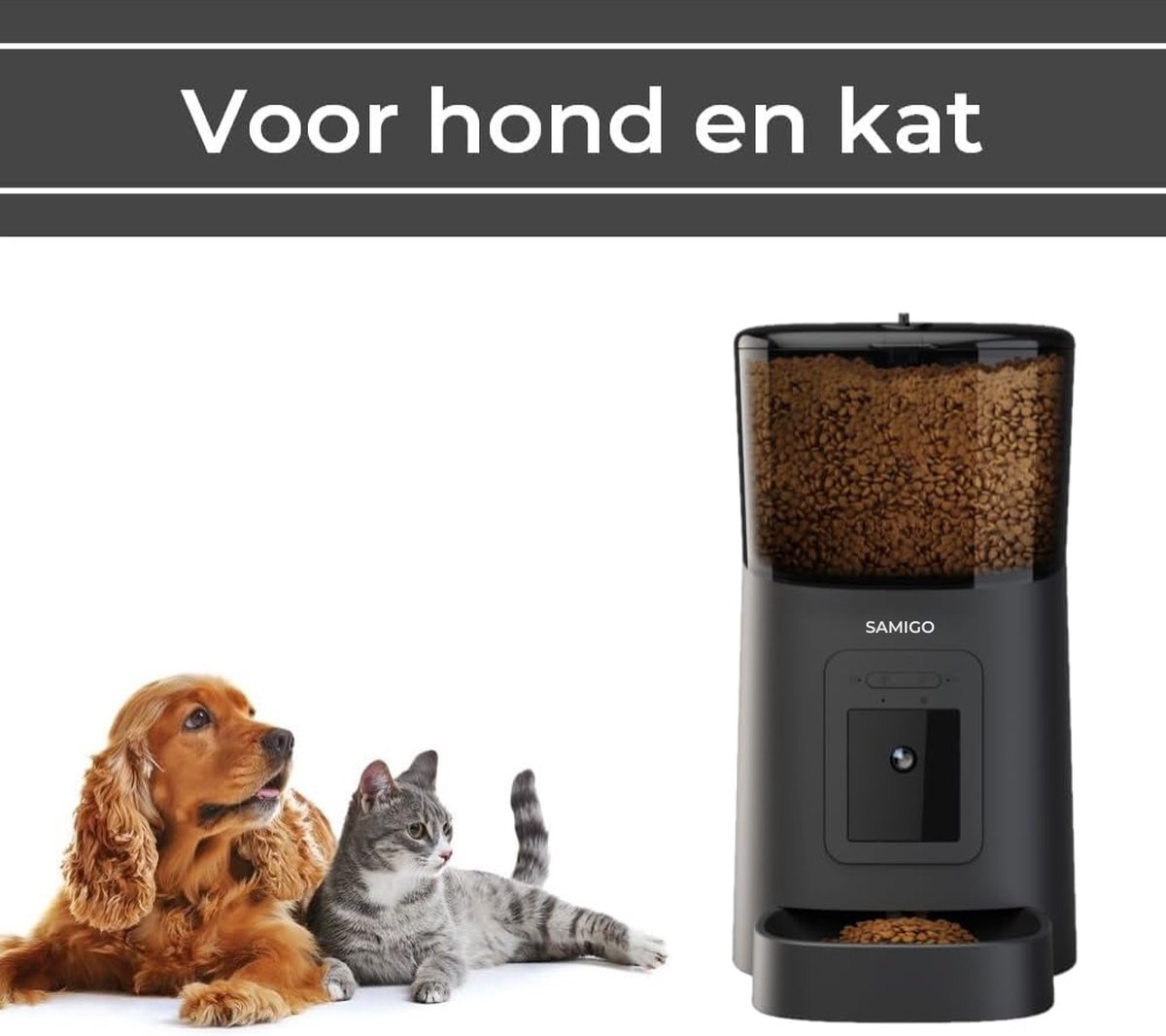 Automatische voerbak -Smartfeeder - Voerbak - Kat en Hond - 6L Capaciteit - Met App Bedienbaar - Automatische - €49,99