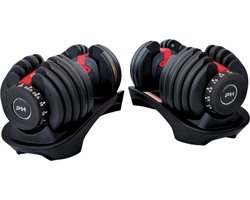 PH Fitness Verstelbare Dumbells Set 24KG - 2 STUKS - Smart Dumbbells - Gewichtenset voor Home Gym - Adjustable Dumbbells van 2,5 kg tot 24kg - Complete Halterset van 15 Dumbbells in een!