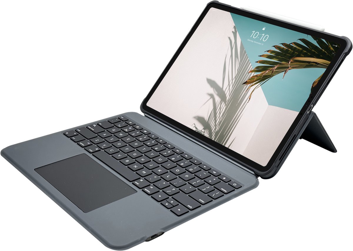 Macally IPKBCASEP13 13-inch iPad Pro (M4/2024) toetsenbord folio hoes - Toetsenbord met verlichte toetsen en groot intuïtief touchpad - Vormvaste hoes - Verstelbare standaard - Alle onderdelen zijn afneembaar!